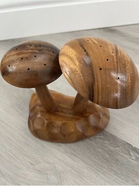 Vintage money-pod double wood Hand-Carved Wooden Mushrooms Incense Sticks holder